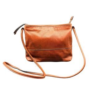 Margot Tan Genuine Leather Crossbody Bag 10x8 Minimalist Everyday Purse